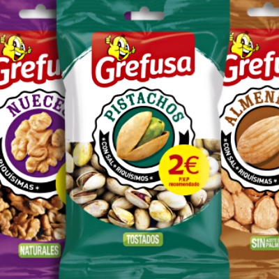 bodegón de bolsas de frutos secos de Grefusa